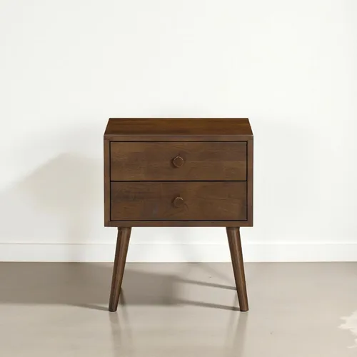 Miniatura 12 de NTC Mesita de noche Lux de roble macizo con cajón, mesa auxiliar moderna de mediados de siglo, muebles de noche, mesa auxiliar, fácil montaje, negro