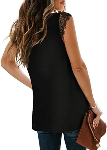 Miniatura 2 de Camiseta sin mangas Poetsky con cuello en V, holgada, informal, sin mangas, con corte lateral, para mujer