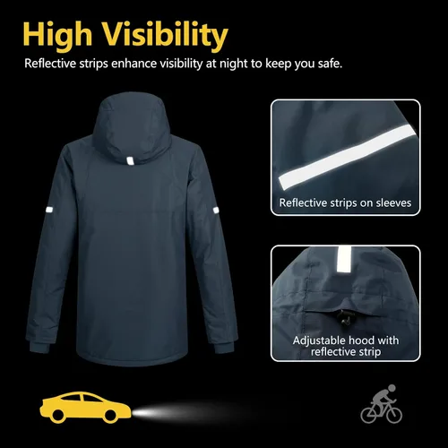Miniatura 2 de 33,000ft Chaqueta de invierno impermeable aislada con capucha, abrigos largos Anorak acolchado cálido parka para esquí deportes de nieve