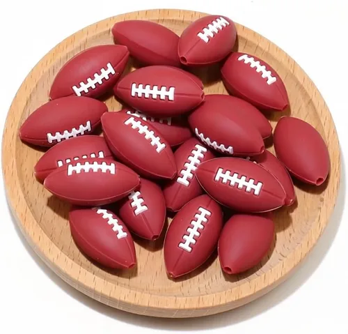Miniatura 8 de 36 cuentas de silicona para fabricación de llaveros de 0.47 pulgadas y 0.59 pulgadas a granel de béisbol, baloncesto, fútbol, deporte, focal