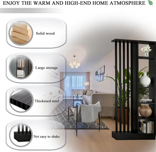 Miniatura 3 de Divisor de pared de habitación con estantes, pantalla de división de entrada de piso a techo, divisor de habitación independiente con estante