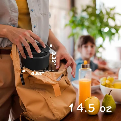 Miniatura 6 de Termo de sopa de 14.5 onzas para comida caliente para niños, tarro de comida aislado al vacío, termo de sopa sin torsiones para comida caliente