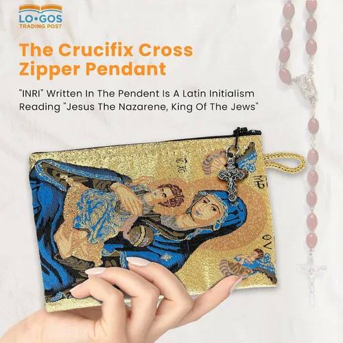 Miniatura 75 de Bolsa de rosario católico, estuche de rosario de bautismo para niños con números 6:24-26, versículo de la Biblia, 4 x 6 pulgadas, joyería y monedero