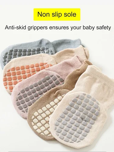 Miniatura 3 de Calcetines antideslizantes para bebés y niños pequeños con agarres, calcetines de dibujos animados para niñas y niños recién nacidos, 5 pares