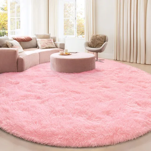 Miniatura 17 de Alfombra Redonda para Dormitorio, Alfombras de Área Circulares Suaves y Esponjosas de 4x4 pies para Cuarto de Niños y Niñas, Habitación Infantil