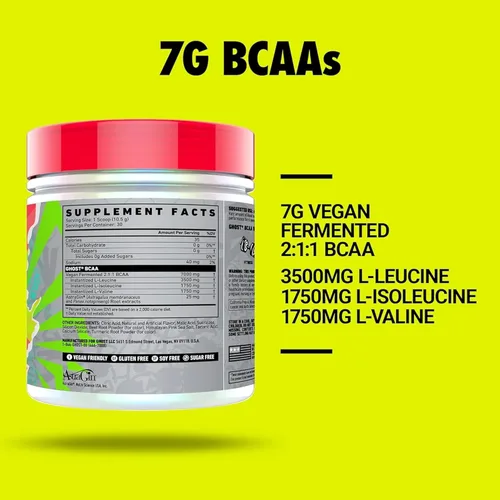 Miniatura 3 de GHOST BCAA Polvo de Aminoácidos Suplemento, Kiwi Strawberry - 30 Porciones - Sin Azúcar Intra, Post y Pre Entrenamiento Polvo de Aminoácidos