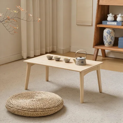 Miniatura 11 de JIKUGO Mesa de piso japonesa no requiere montaje, mesa de café plegable de bambú de nogal para dormitorio, 26 x 15.8 x 11.8 pulgadas, muebles