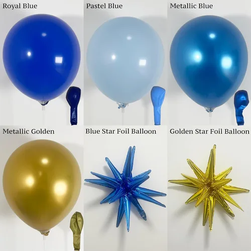 Miniatura 4 de Kit de guirnalda de arco de globos de oro azul con globos de estrella para decoración temática de superhéroes, decoración de cumpleaños para niños