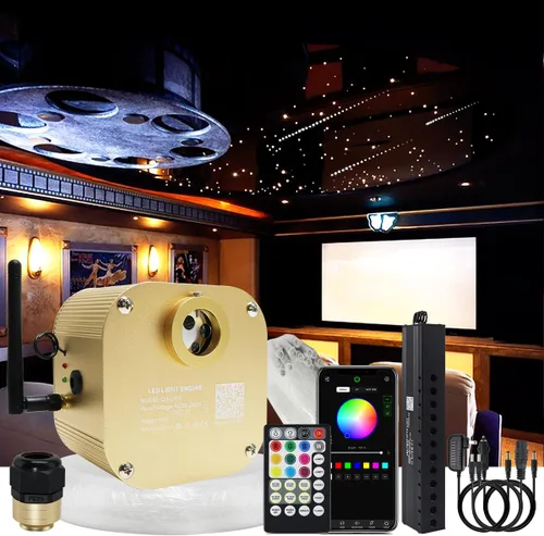 AKEPO Car Home 16W RGBW Twinkle Meteor Luces de Fibra Óptica, Control APP+Música +550pcs*4m/13.1ft*0.03in Cable de Fibra Óptica +Control Remoto