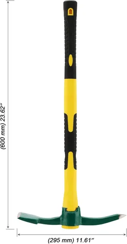 Miniatura 2 de MOUYAT Azada Mattock de púa grande de 24 pulgadas, hacha de acero forjado con mango de fibra de vidrio para aflojar el suelo, prospectar, cultivar