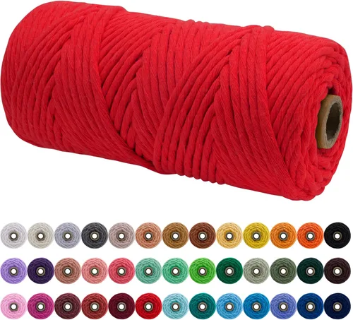 Miniatura 36 de JeogYong Cordón de macramé de un solo hilo 2mm x 164 yardas (492 pies) Cuerda de algodón suave, hilo de macramé 2 mm, suministros de macramé
