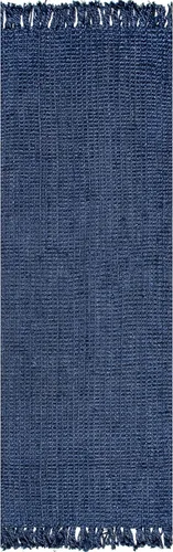 Miniatura 3 de Nuloom Daniela Navy, 2 pies 6 pulgadas x 8 pies, hecho a mano, yute, borla, suave y texturizado, alto tráfico, resistente a las manchas, fácil