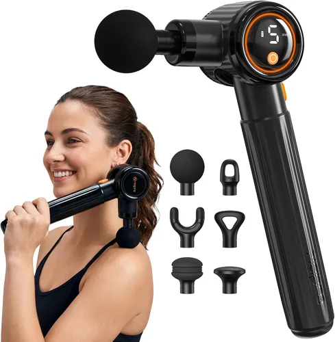 NAPRE Pistola de masaje con mango de extensión y 3 ángulos ajustables, masaje de espalda de tejido profundo para cuello, hombros, cintura, piernas,