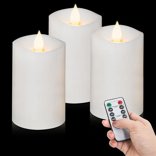 Miniatura 8 de Velas sin llama de 3 x 3 que funcionan con pilas con temporizador remoto, duran 600 horas, velas de batería parpadeantes, velas LED eléctricas