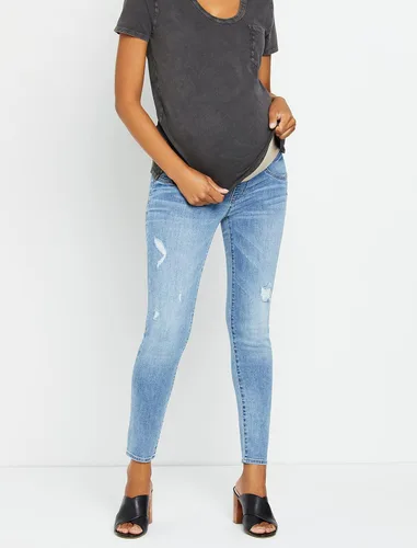 Miniatura 2 de Motherhood Maternity Women's Repreve Sustainable Over The Belly Skinny Denim Maternity Jeans Indigo Blue
