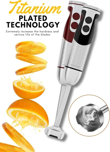Miniatura 3 de MegaWise Juego de batidora de mano 3 en 1 con control de velocidad variable, licuadora de inmersión de 400W - Incluye batidor, espumador de leche
