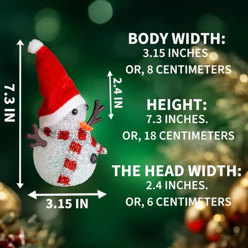Miniatura 2 de YAKii Adornos de Navidad de 18.5 cm, lámpara de muñecos de nieve LED con cambio de color con sombrero y bufanda coloridos, pieza central