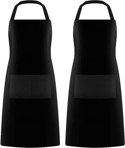 GREEN LIFESTYLE Paquete de 2 delantales de chef con bolsillos, delantales de parrilla para hombres, delantal de cocina impermeable para barbacoa,