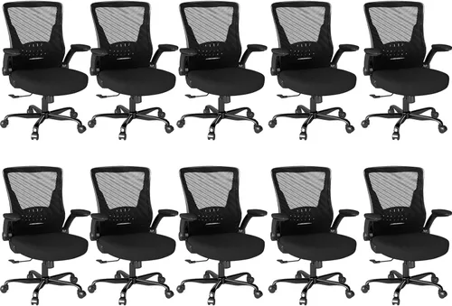 Miniatura 12 de Silla de oficina ergonómica, silla de escritorio de malla con altura ajustable y reposabrazos abatibles, cómoda silla de computadora para largas
