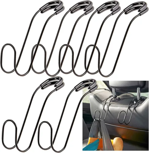 Miniatura 9 de High Road Ganchos Irrompibles para Bolsas de Automóvil - Grandes, Ganchos de Metal Sólido para Asiento de Automóvil para Bolso, Mochila, Abrigos