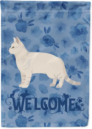 Miniatura 359 de Caroline's Treasures CK4813CHF - Bandera de bienvenida con gato abisinio azul, manga grande, para porche, para colgar en la pared, poliéster