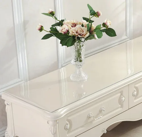 Protector de mesa transparente de 0.079 pulgadas de grosor, paquete de 2 almohadillas de escritorio de PVC impermeables, 12 x 48 pulgadas, protector