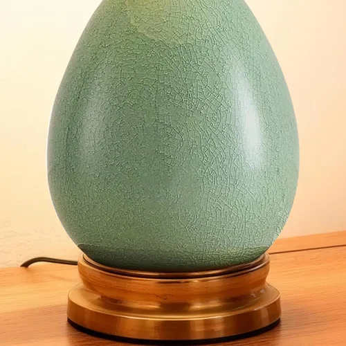 Miniatura 4 de Lámpara de mesa de cerámica vintage para sala de estar, lámpara verde moderna de 16 pulgadas para dormitorio, lámpara de mesita de noche retro
