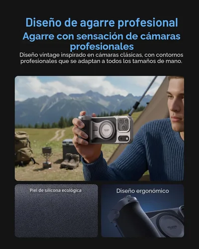 Miniatura 6 de TELESIN Kit de Agarre Magnético Master para iPhone 17 Pro Max, Kit de Agarre de Cámara de Teléfono Powergrip con Batería Integrada de 3200mAh