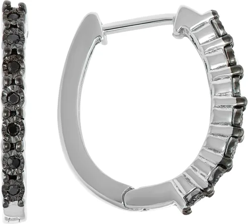 Miniatura 3 de Hdiamonds Pendientes de aro de plata de ley con diamantes