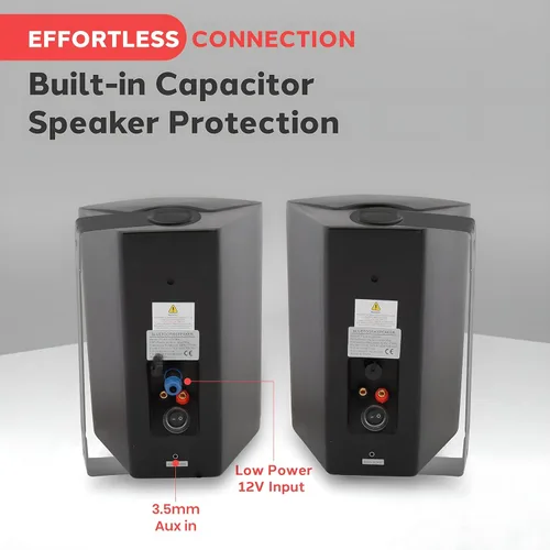 Miniatura 7 de Pyle - Sistema de altavoces de montaje en pared resistente al agua - Par de altavoces activos + pasivos de 13,33 cm, inalámbricos, compatibles