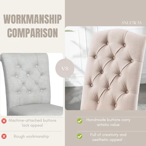Miniatura 7 de Juego de sillas de comedor Parsons tapizadas copetudas, decoración de comedor de tela, elegante y moderna, para cocina, sala de estar con botones