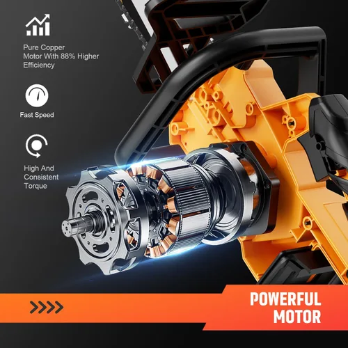Miniatura 3 de Motosierra eléctrica de 12 pulgadas con 2 baterías, motosierra inalámbrica ligera de 20 V de alta potencia para cortar madera, podar árboles