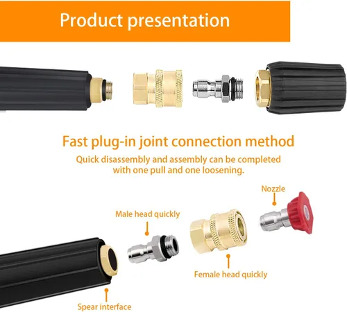 Miniatura 6 de Paquete de 3 acopladores para lavadora a presión, accesorios de latón, conexión rápida de 1/4 pulgadas a NPT hembra