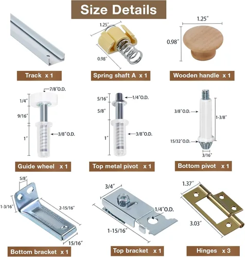 Miniatura 6 de Kit de herrajes para puerta plegable, kit de riel para puerta de armario plegable de 36 pulgadas, kit de herrajes para puerta de armario plegable
