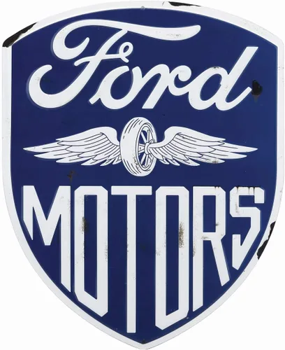 Ford Motors - Letrero de metal en relieve, color azul vintage para garaje o cueva de hombre azul/blanco