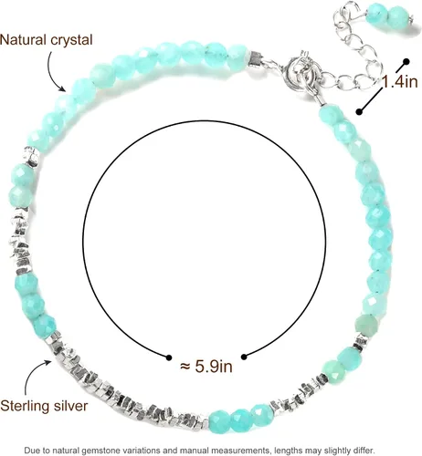 Miniatura 2 de Pulsera de cuentas de cristal natural de plata 925 hecha a mano. Joyería energética de piedras preciosas facetadas para mujeres, regalo