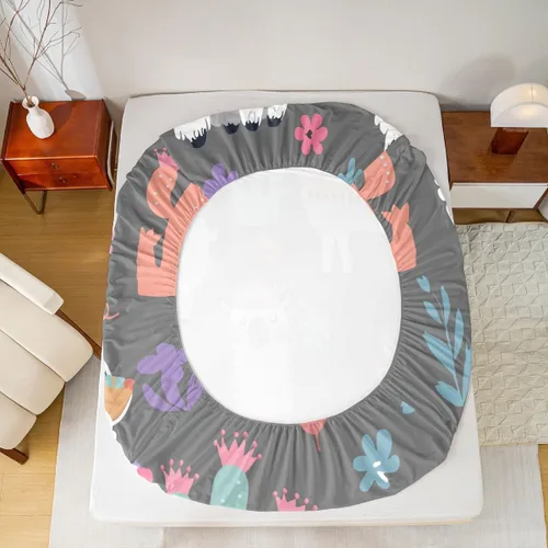 Miniatura 3 de Juego de sábanas para niños, bonito juego de ropa de cama con estampado de llama de dibujos animados y alpaca, sábana bajera ajustable para niños