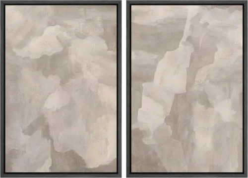 Miniatura 91 de SIGNWIN Lienzo enmarcado para pared, ilustraciones abstractas texturizadas en tonos beige terrosos, arte moderno, decorativo, contemporáneo