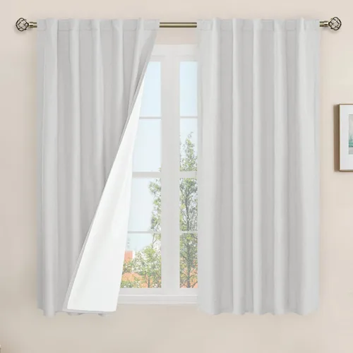 Miniatura 52 de LAMIT Cortinas de lino natural 100 % opacas para ventana, para dormitorio, 45 pulgadas, cortinas térmicas con textura de lino estilo granja