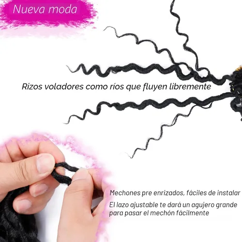 Miniatura 6 de Goddess Locs - Cabello de ganchillo de 10 pulgadas, 7 paquetes de cabello de ganchillo bohemio sintético para mujeres negras, rastas de ganchillo #1B