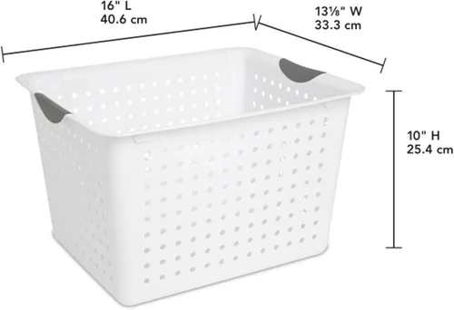 Miniatura 3 de Sterilite Paquete de 6 cestas ultra profundas, organizador de almacenamiento de plástico con parte superior abierta, color blanco, cestas clásicas