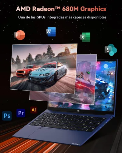 Miniatura 3 de NIMO 15.6" FHD Laptop de Juegos Ligeros, 8 núcleos AMD Ryzen 7 Pro 6850U 32GB LPDDR5 RAM 1TB SSD (Supera al i7-1360P hasta 4.7GHz) GPU AMD Radeon