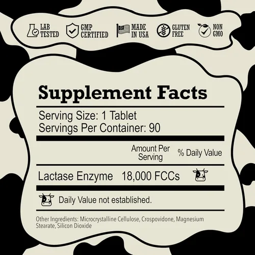 Miniatura 7 de DairyPill Enzima Lactasa 18,000 FCCs por Píndola, 90 Unidades, Solución para la Intolerancia a la Lactosa, Portátil, Fácil de Tragar, Sin