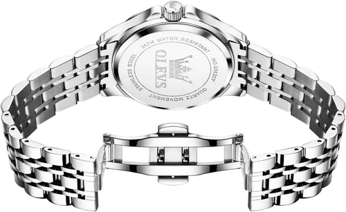 Miniatura 20 de OLEVS - Relojes de diamantes para hombres, relojes de vestir a prueba de agua, relojes analógicos de cuarzo de lujo con calendario de fecha y correa