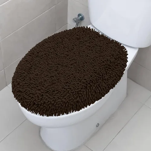 Miniatura 12 de TREETONE Shaggy - Funda de felpilla para tapa de inodoro de baño, fundas de asiento de felpa ultra suave, esponjosa y absorbente, 19 x 21 pulgadas