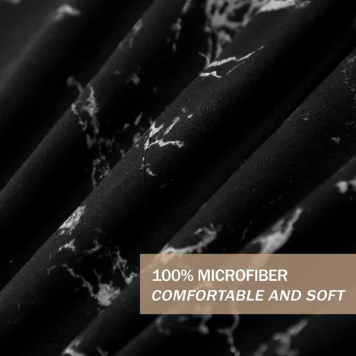 Miniatura 3 de Nanko - Juego de funda de edredón tamaño Queen de mármol negro oscuro, 3 piezas - 1000 - TC, funda de lujo de microfibra con cierre de cremallera