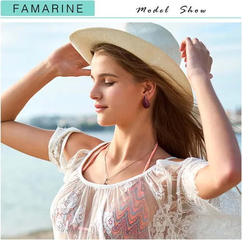 Miniatura 2 de FAMARINE Aretes de oro con forma de gota de agua para mujer, aretes grandes de oro con forma de lágrima