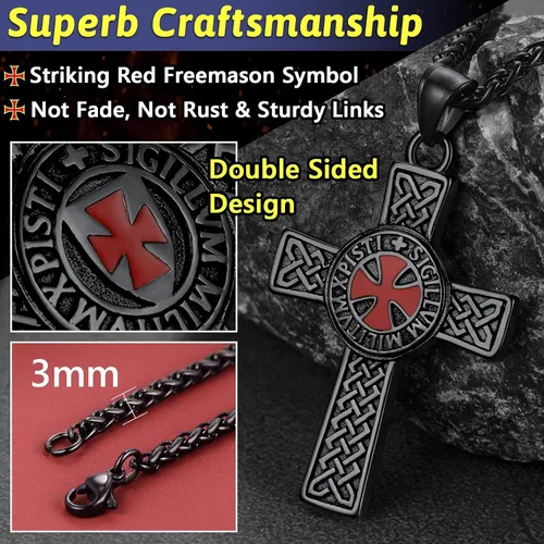 Miniatura 5 de FaithHeart Collar de sello de caballeros templarios, joyería de Cristo compañeros soldados para hombres y mujeres con delicado embalaje de regalo
