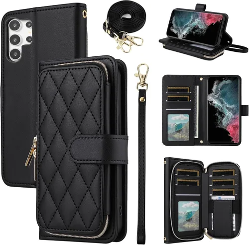 Miniatura 17 de Funda de Cartera para Samsung Galaxy S20 FE 5G de 6.5 Pulgadas con Correa para Muñeca, Billetera con Cremallera y más de 9 Ranuras para Tarjetas