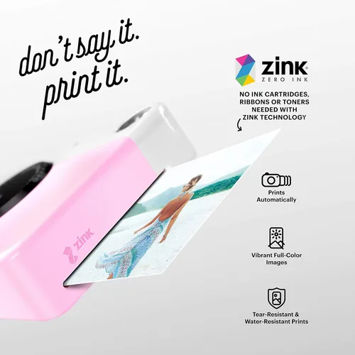 Miniatura 4 de Cámara digital de impresión instantánea Kodak PRINTOMATIC (rosa) con papel fotográfico Premium ZINK Kodak de 2" x 3" (50 hojas)